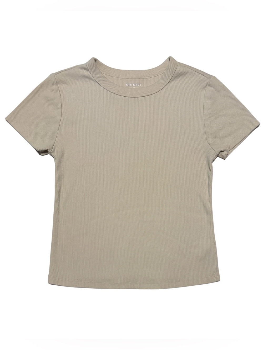 Old Navy Short Sleeve Ribbed Crewneck Tee in Light Taupe